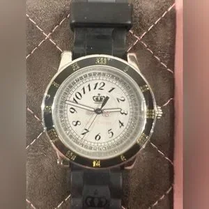 2005 JUICY COUTURE Glamor Watch with Black Rubber Strap & Swarovski Crystals Juicy Couture | Accessories | 205 Juicy Couture Glamor Watch  main image 2
